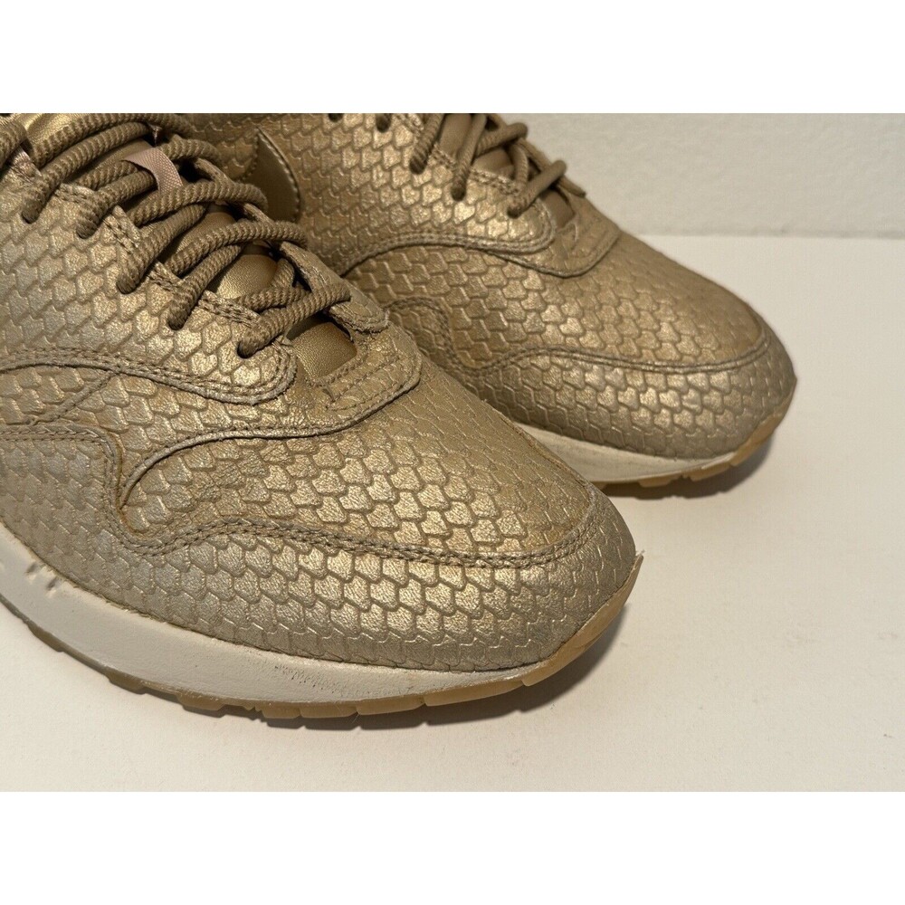Nike Air Max 1 Womens Running Shoes Sz 12 Premium Gold Fish Sneakers 454746-900 - Picture 12 of 16